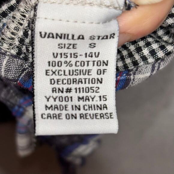 Vanilla Star Retro 90s Y2K Grunge Rocker Plaid Shirt Small Casual Pearl Buttons - Picture 4 of 7